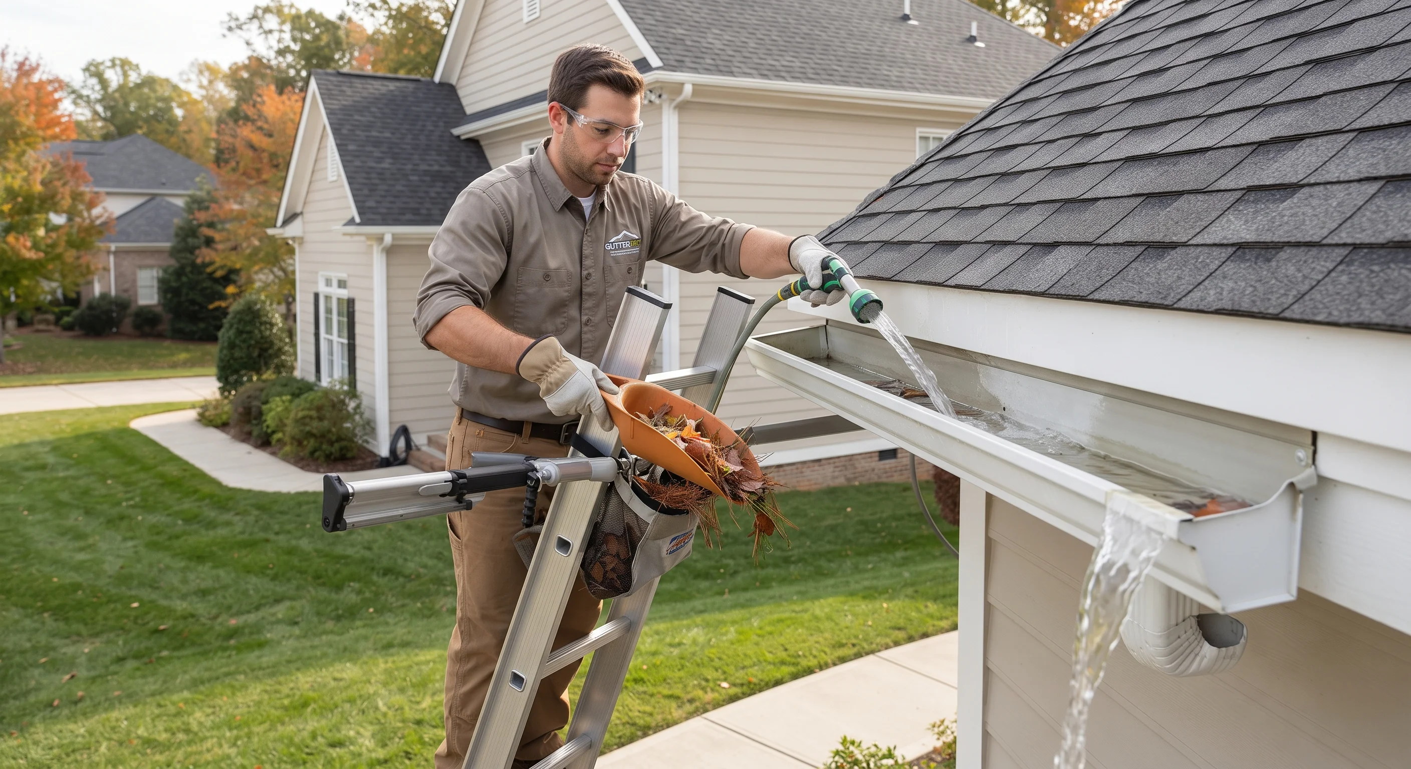 Comprehensive seasonal gutter cleaning and downspout flush service in Topeka KS