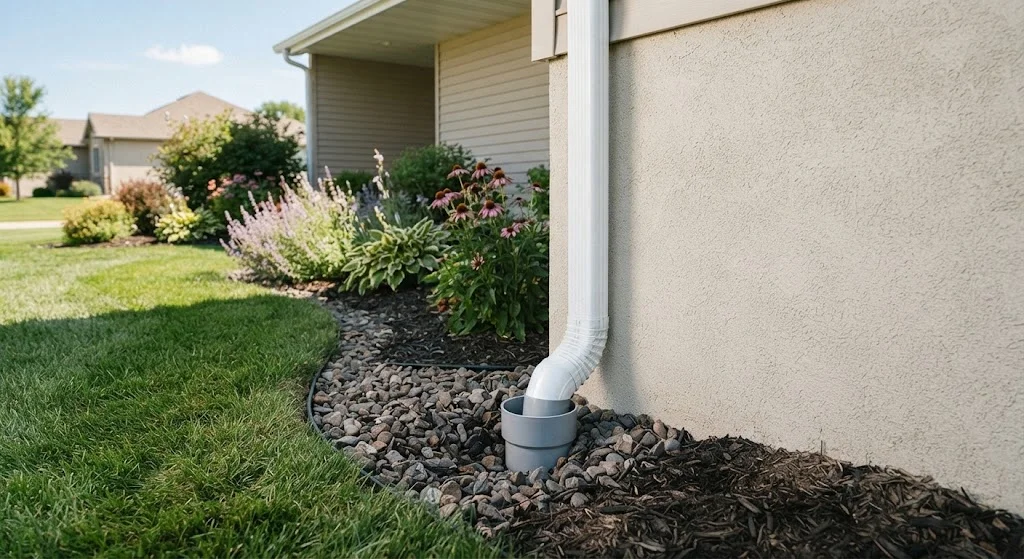 Underground gutter drainage diversion and foundation protection in Topeka KS