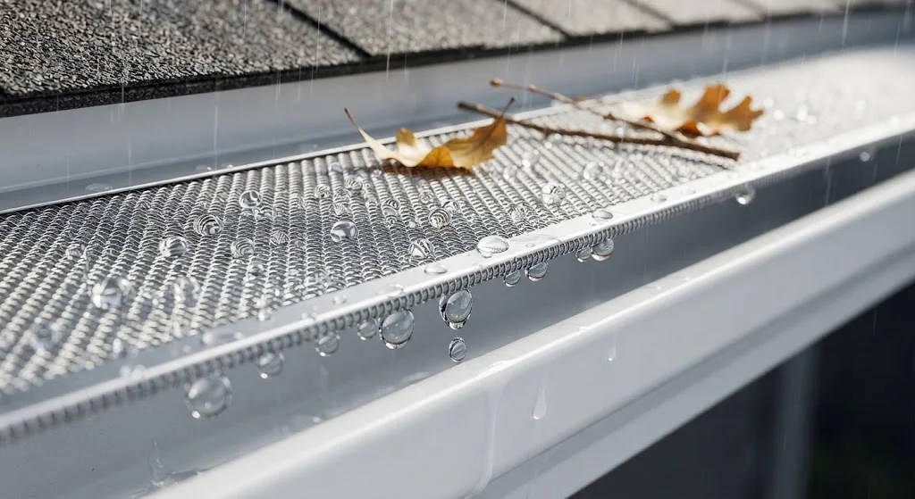 Stainless steel micro-mesh gutter guard leaf protection installed in Topeka KS
