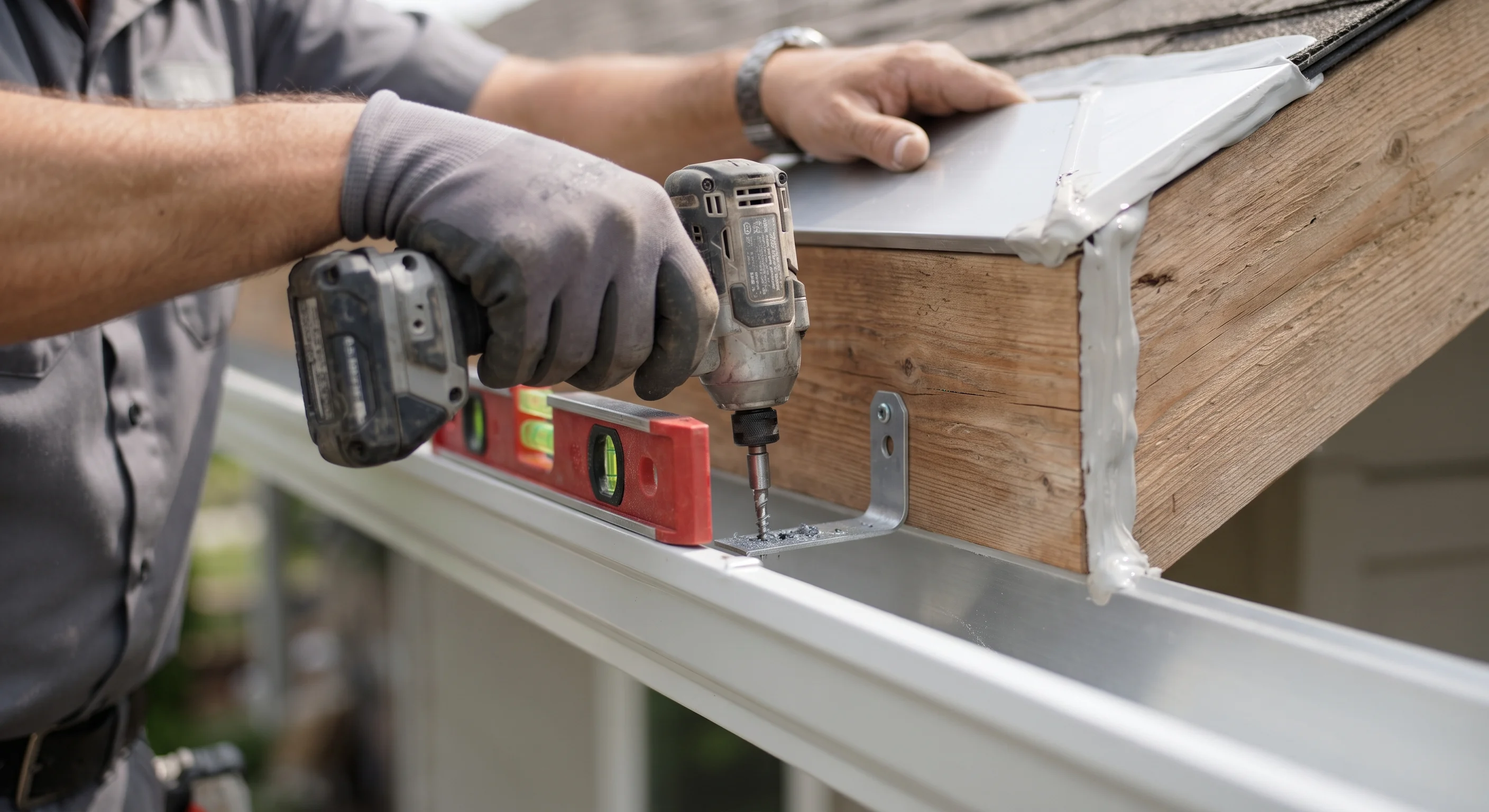 Precision gutter repair, slope re-pitching, and miter seal restoration in Topeka KS
